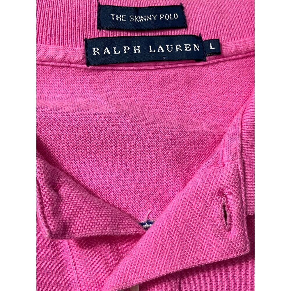 Ralph Lauren Pink Skinny Polo Shirt Women’s Size L Short Sleeve - Picture 6 of 8